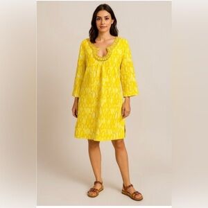 Boden Jeweled Embellished Yellow Tunic Dress Size 8